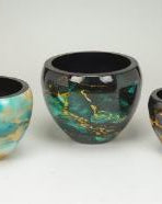Metal Planter Pot, Sky Blue Marble Powder-Coat — Tall — Opaxa, Acacia Garden Center