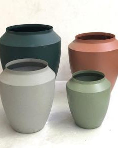 Metal Planter Pot, Stone Texture — Low — Opaxa, Acacia Garden Center