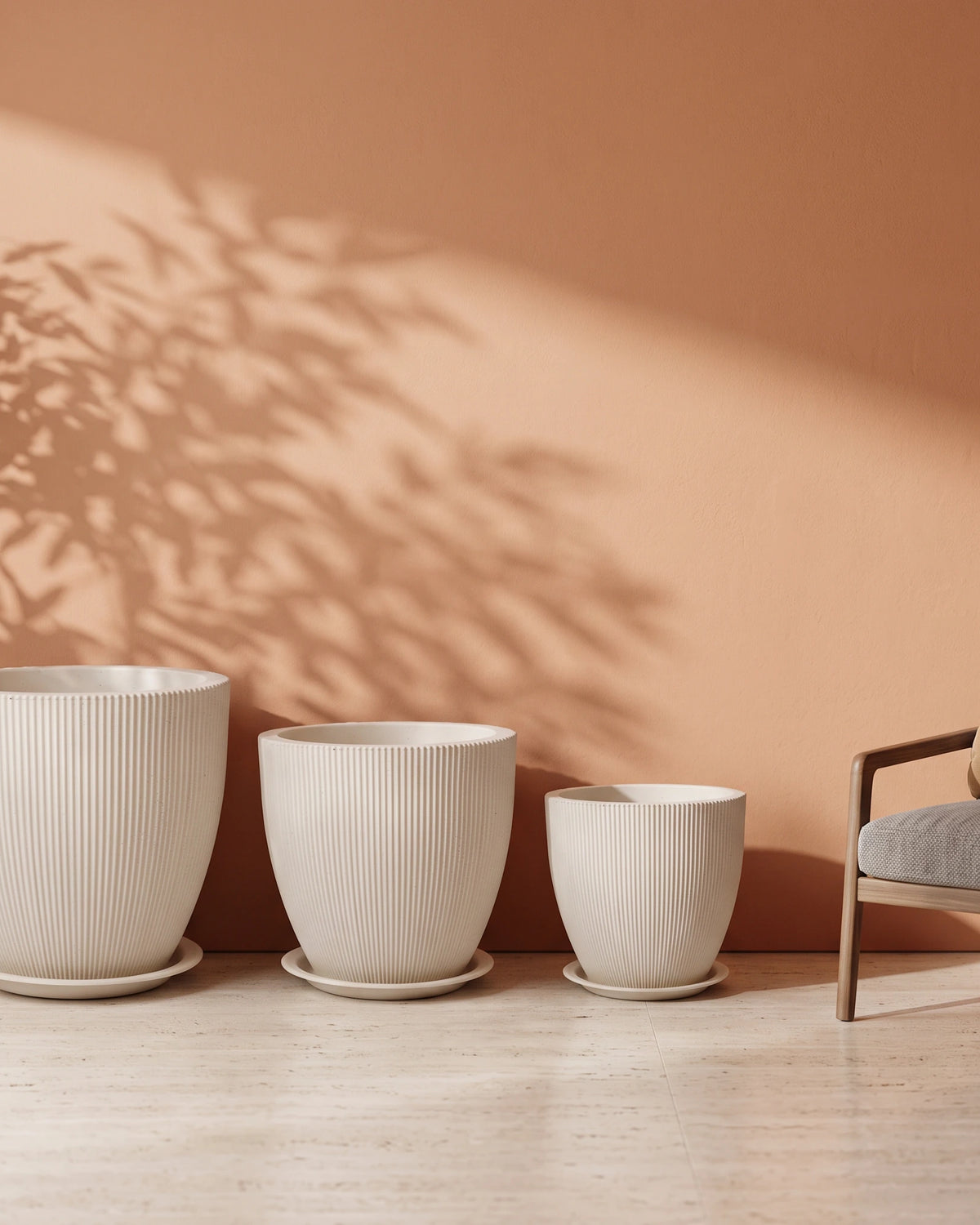 Rock Mountain Ribbed Planter, Off White, all sizes
