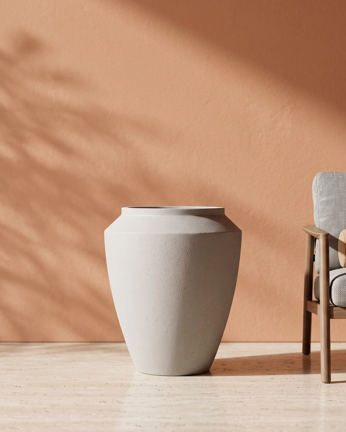 Metal Planter Pot, Stone Texture — Tall — Concrete Stone — Opaxa, Acacia Garden Center