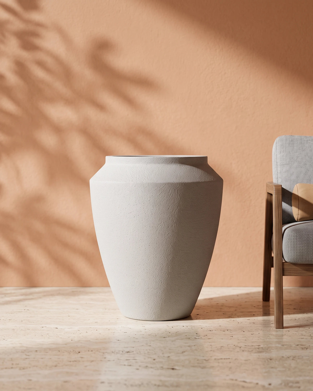 Metal Planter Pot, Stone Texture — Tall — Concrete Stone — Opaxa, Acacia Garden Center