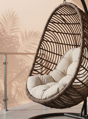Dark Brown Poly Bamboo Swing Chair (ATC) | Hanging Egg Pod with Stand - Acacia Garden Center