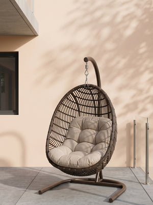 Dark Brown Poly Bamboo Swing Chair (ATC) | Hanging Egg Pod with Stand - Acacia Garden Center