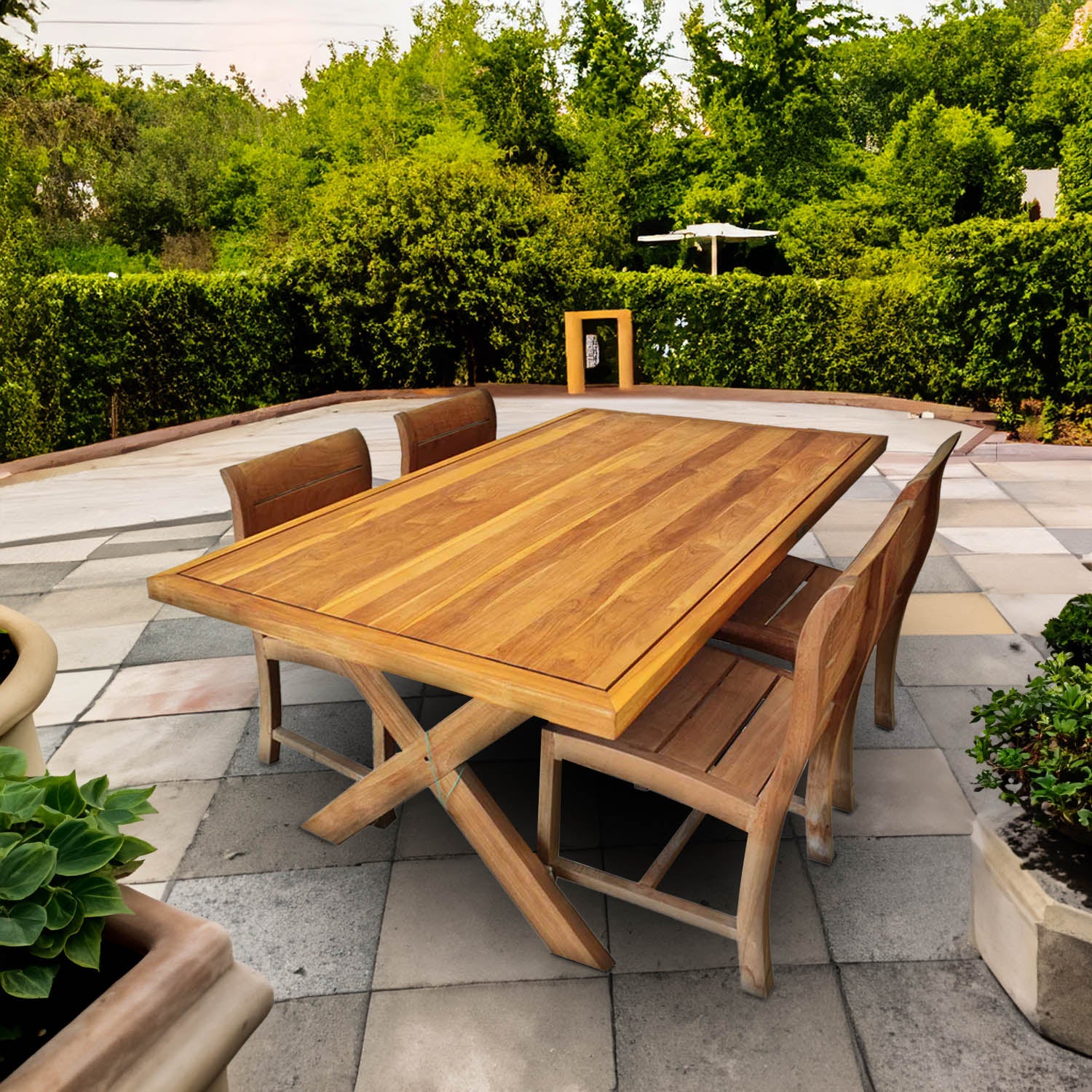 Rectangular Dining Table Teak Wood 110X160X75Cm