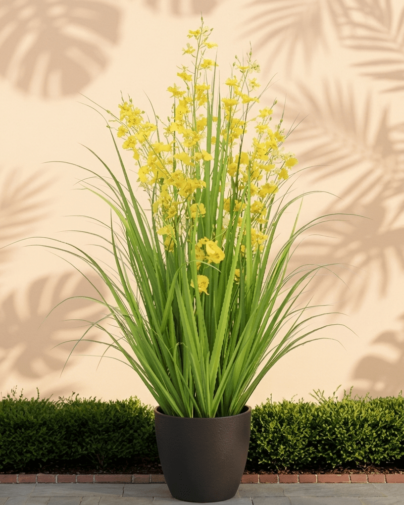 Artificial 36"H Dancing Orchid Grass with Plastic Pot, 90CM - (7026) - Acacia Garden Center