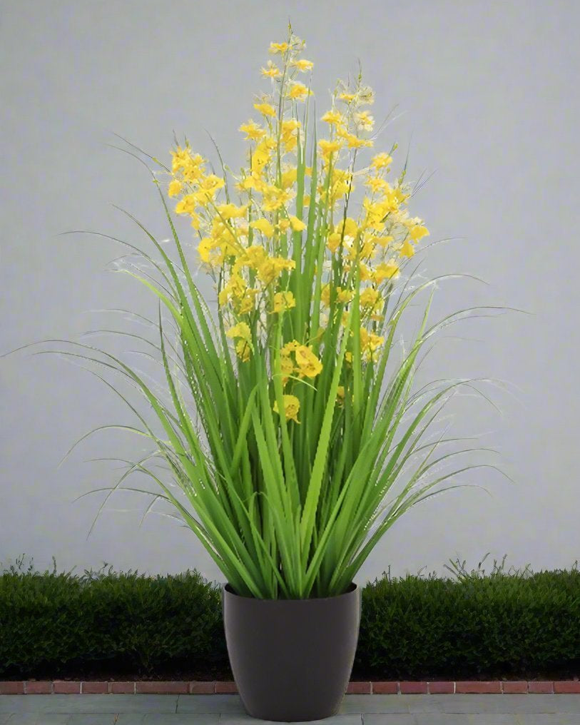 Artificial 36"H Dancing Orchid Grass with Plastic Pot, 90CM - (7026) - Acacia Garden Center