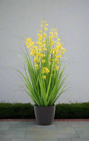 Artificial 36"H Dancing Orchid Grass with Plastic Pot, 90CM - (7026) - Acacia Garden Center