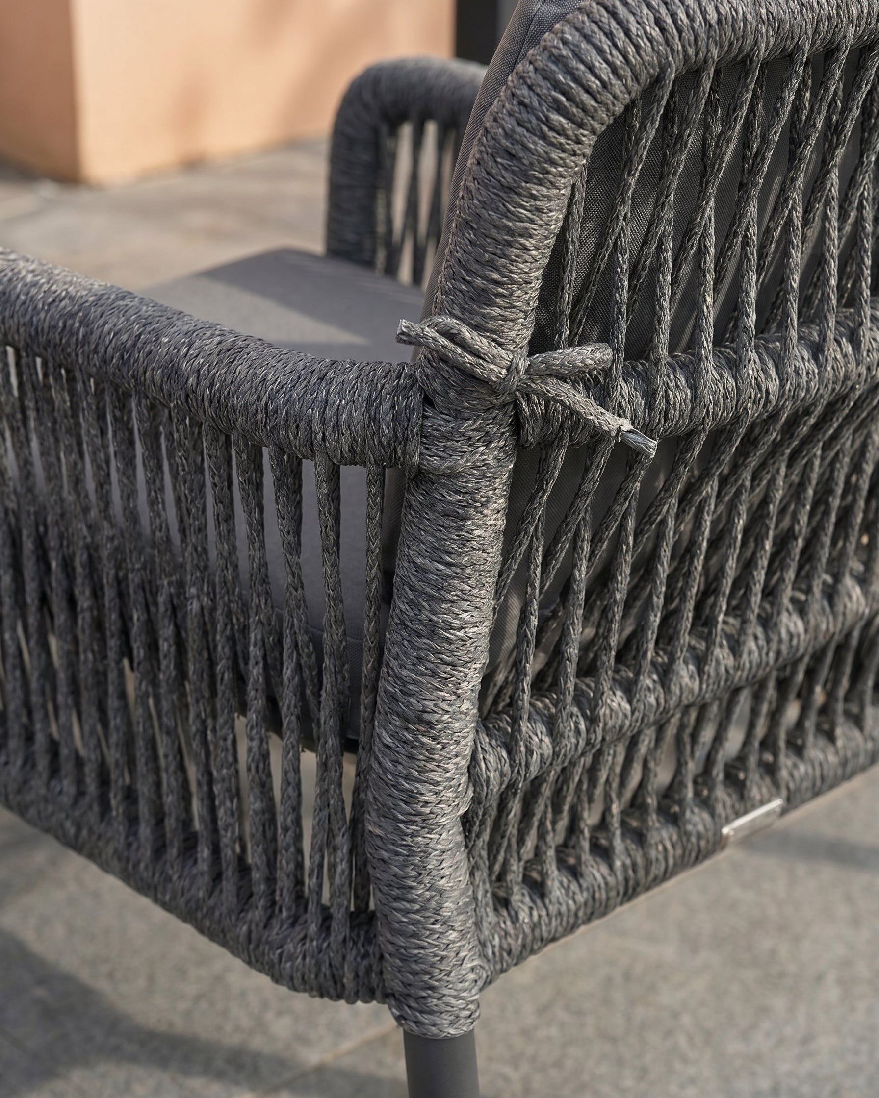 Aston Dining Set Anthracite (Terazzi) | 6 - Seater, Luxio Cord - Acacia Garden Center