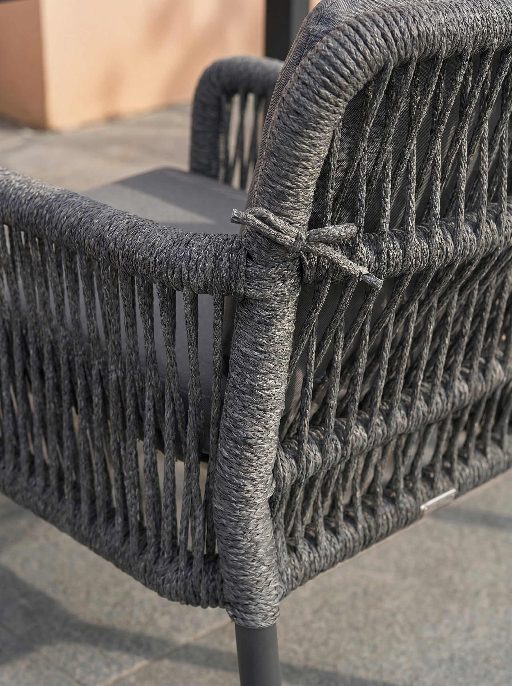 Aston Dining Set Anthracite (Terazzi) | 6 - Seater, Luxio Cord - Acacia Garden Center