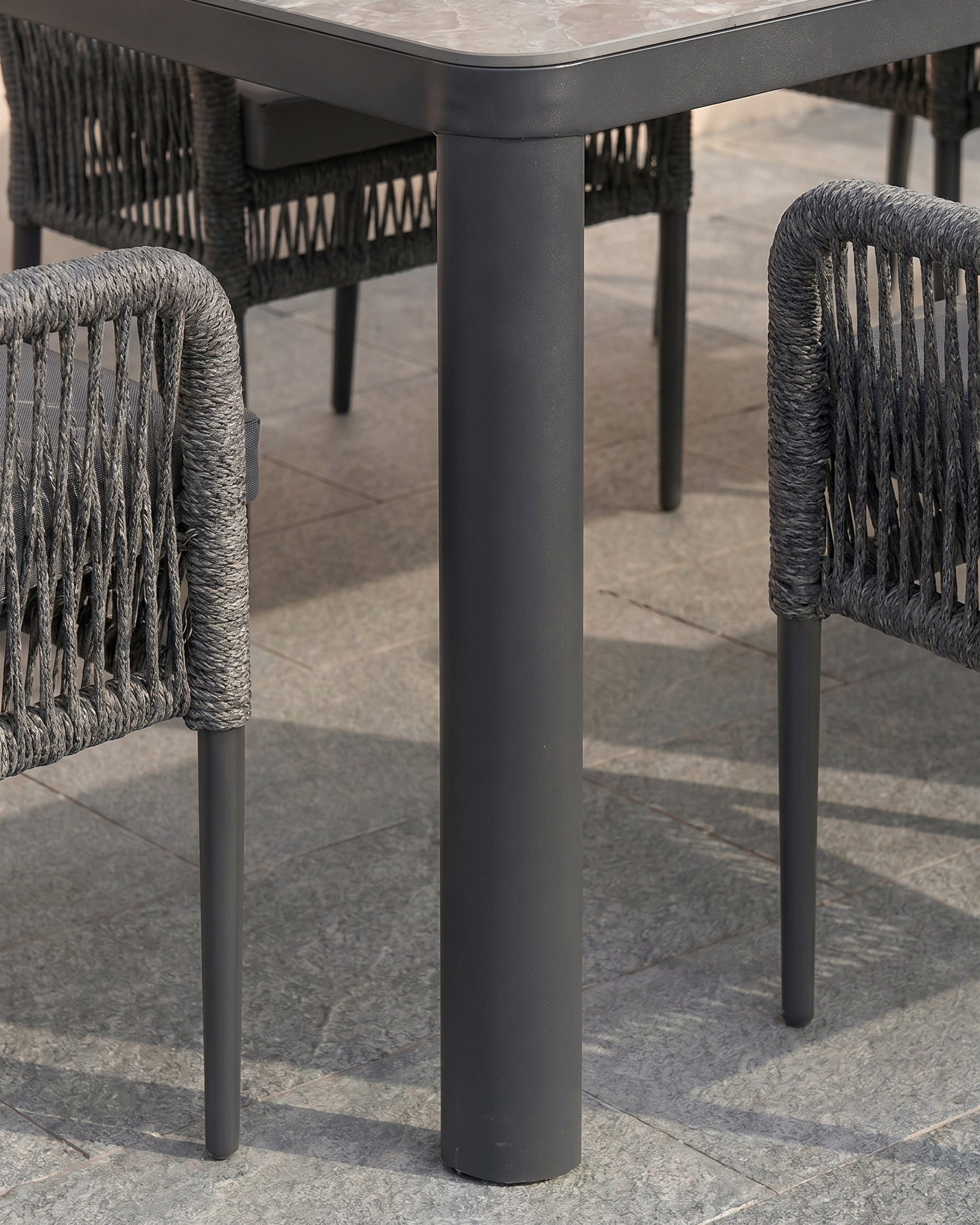 Aston Dining Set Anthracite (Terazzi) | 6 - Seater, Luxio Cord - Acacia Garden Center