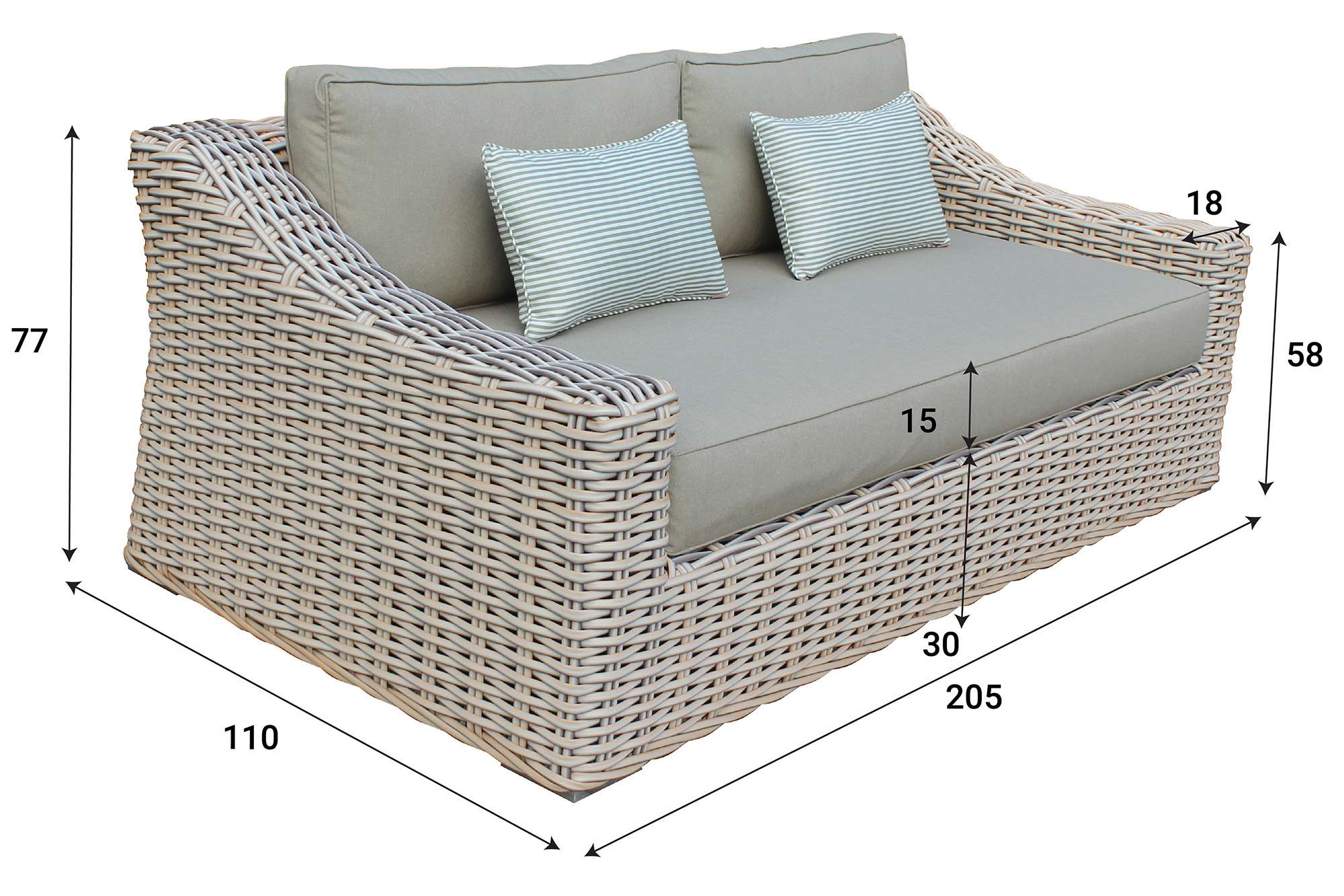 ATC Outdoor Casual Wicker Sofa Set Sigma Rattan - RAFS - 196 - Acacia Garden Center