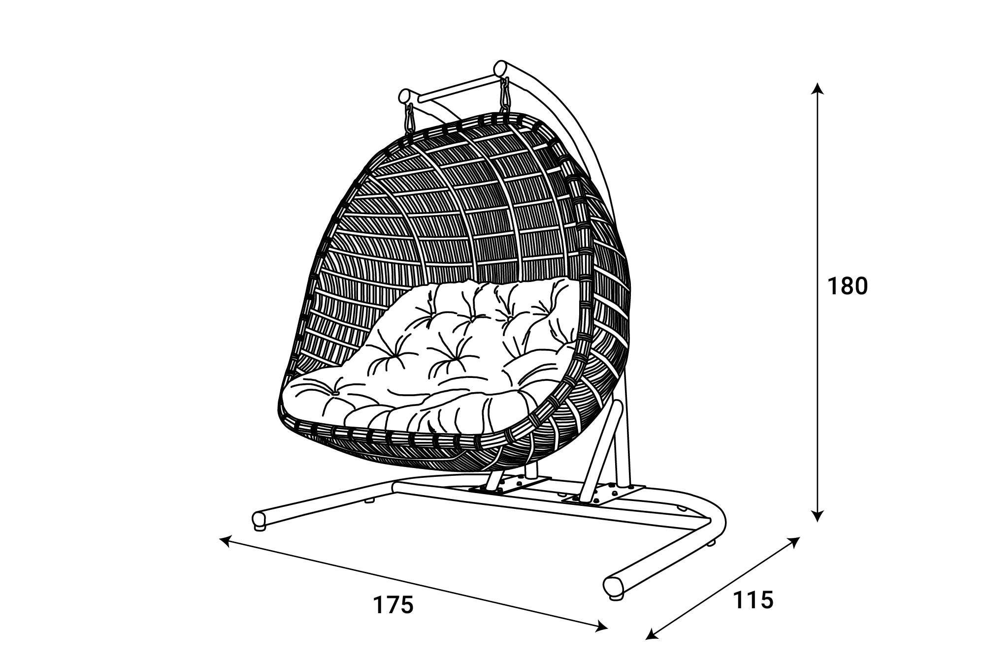 ATC Romantic and Comfy Double Swing Chair For Couples (RAHM - 026) - Acacia Garden Center