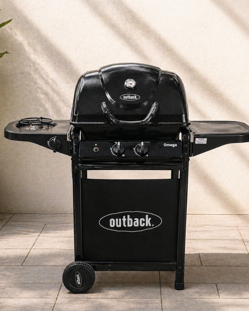 BBQ Grill Outback Omega 250 Gas BBQ with Side Burner OM250H - Acacia Garden Center