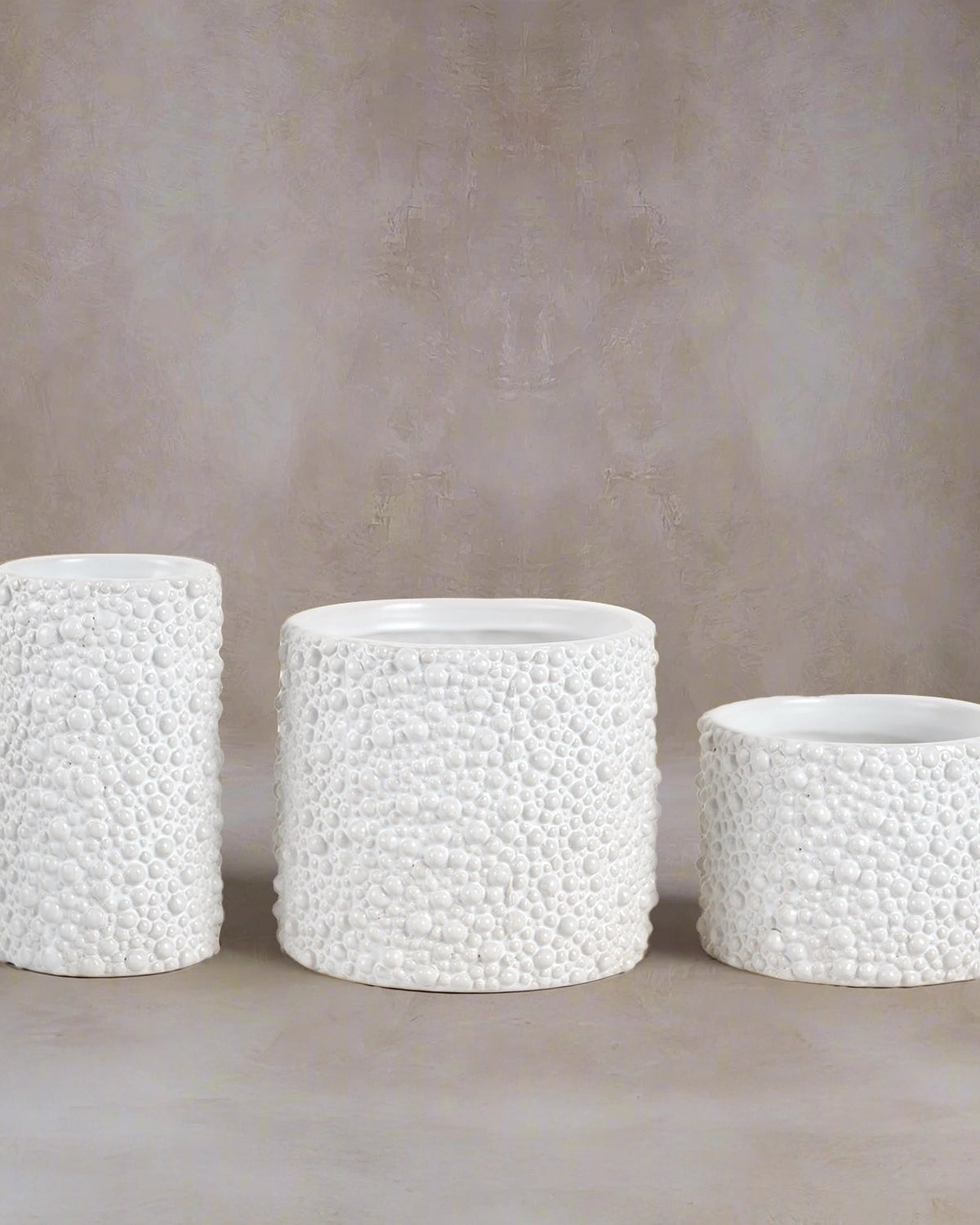 Black & White Textured Ceramic Pot | Set of 3 Sizes - Acacia Garden Center