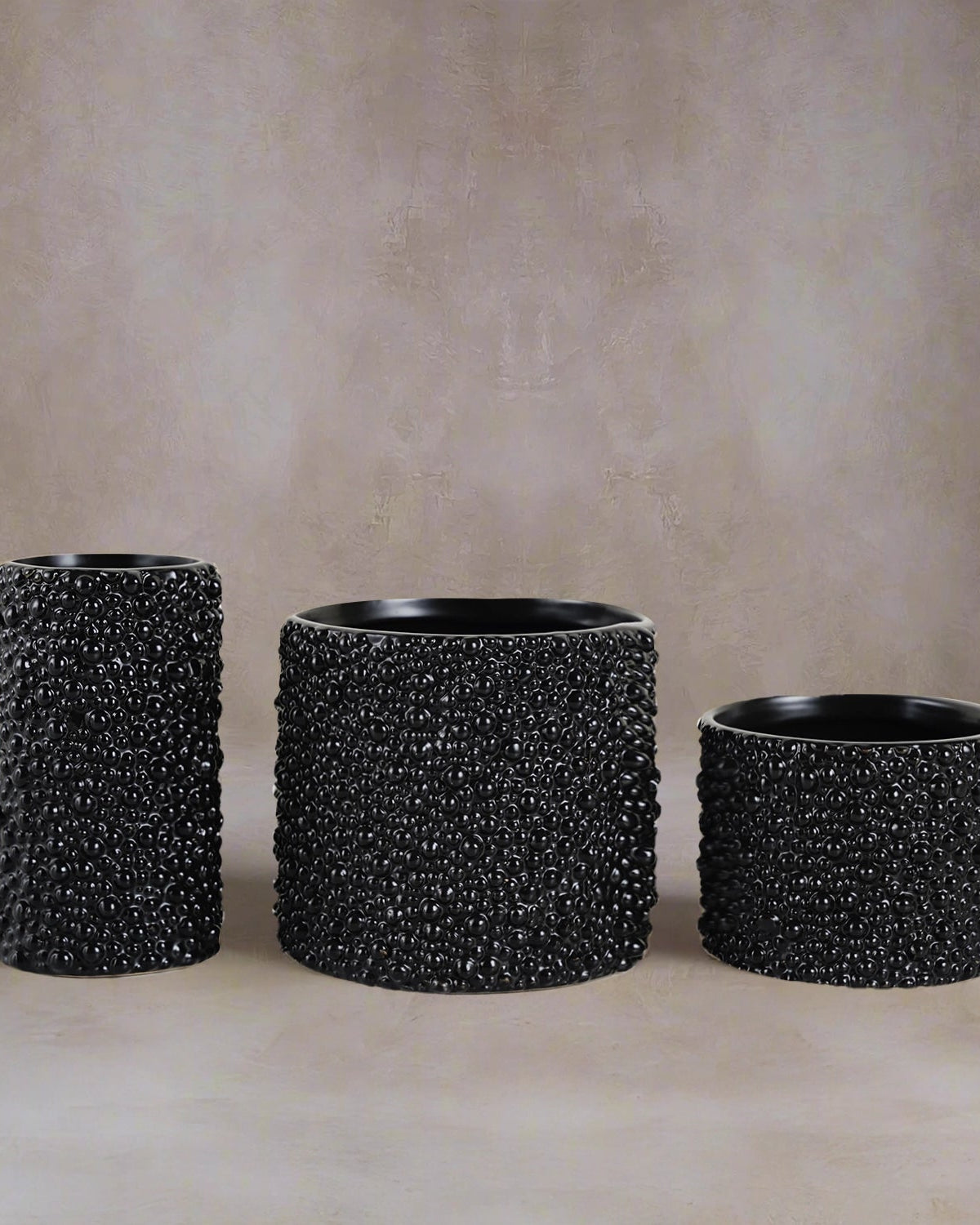 Black & White Textured Ceramic Pot | Set of 3 Sizes - Acacia Garden Center