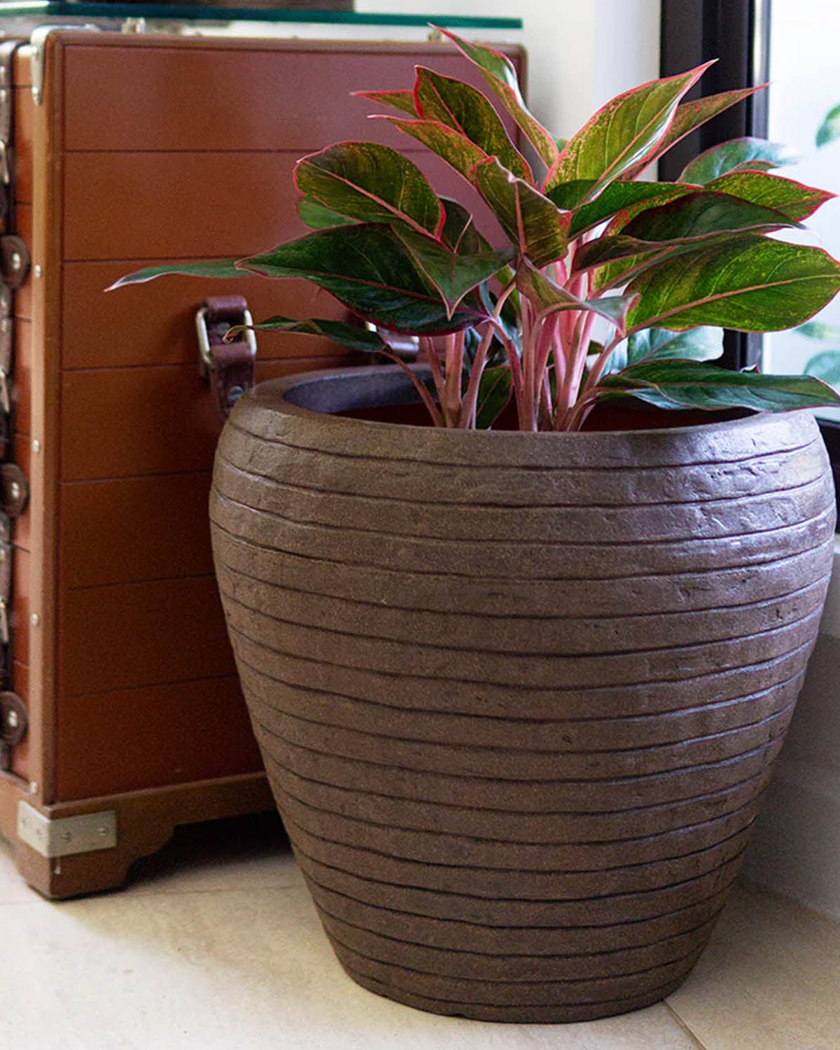 Capi Europe Nature Vase Taper Round Rib KDGR/KOFZ 42x38cm - Acacia Garden Center