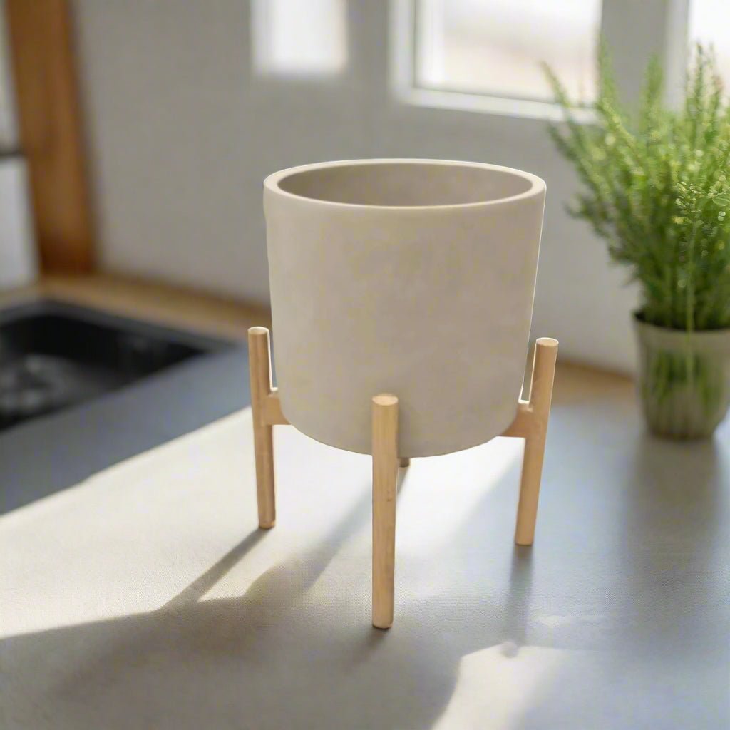 Cement Pot with Stand (18.5 x 19 CM) - 462 - Acacia Garden Center