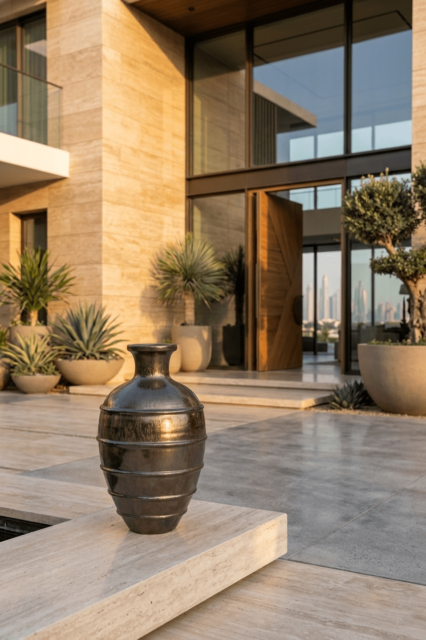 Ceramic Archeron Vase | Brown | 57.5 cm - Acacia Garden Center