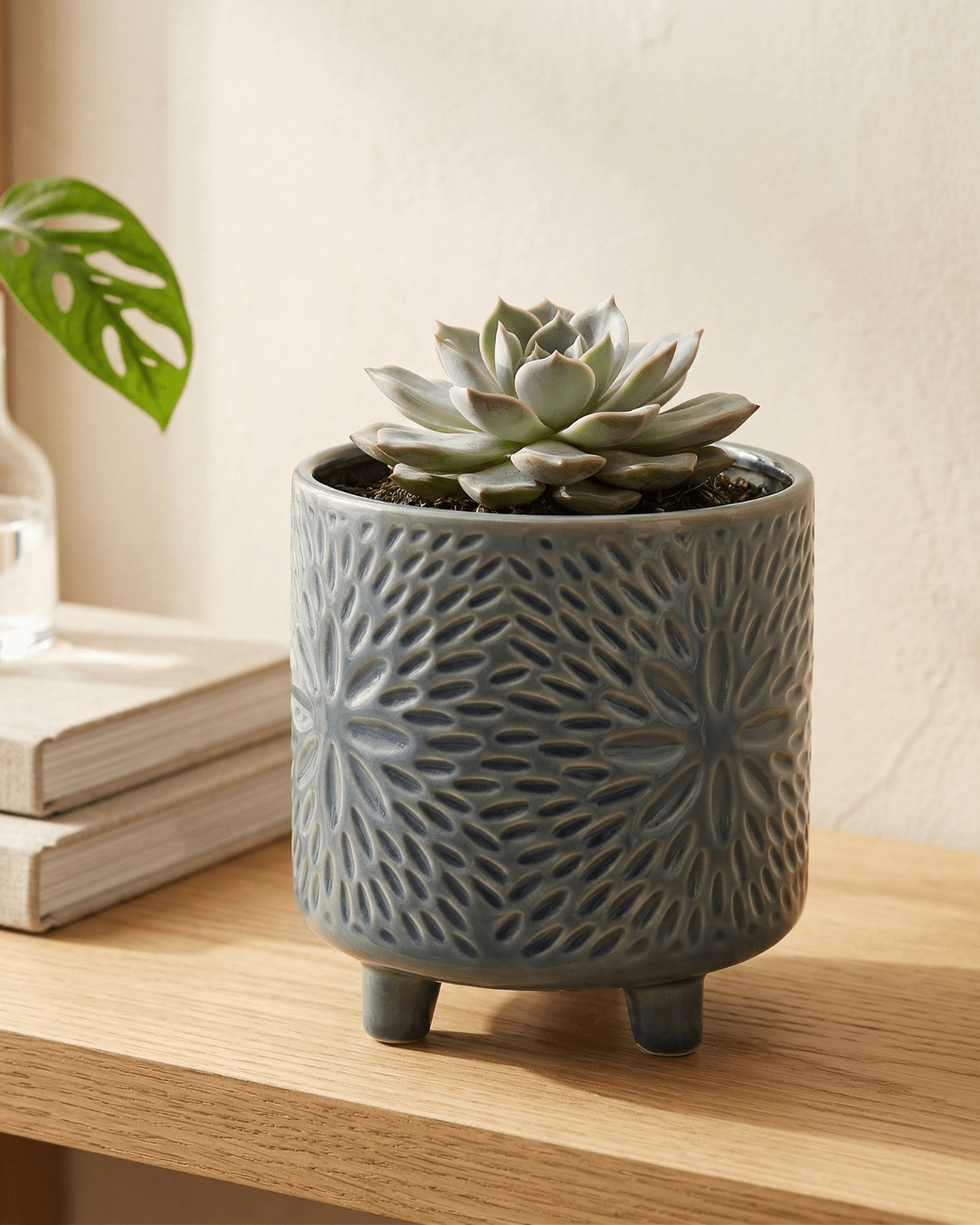 Ceramic Cylinder Pot | Light Blue, 12 cm - Acacia Garden Center
