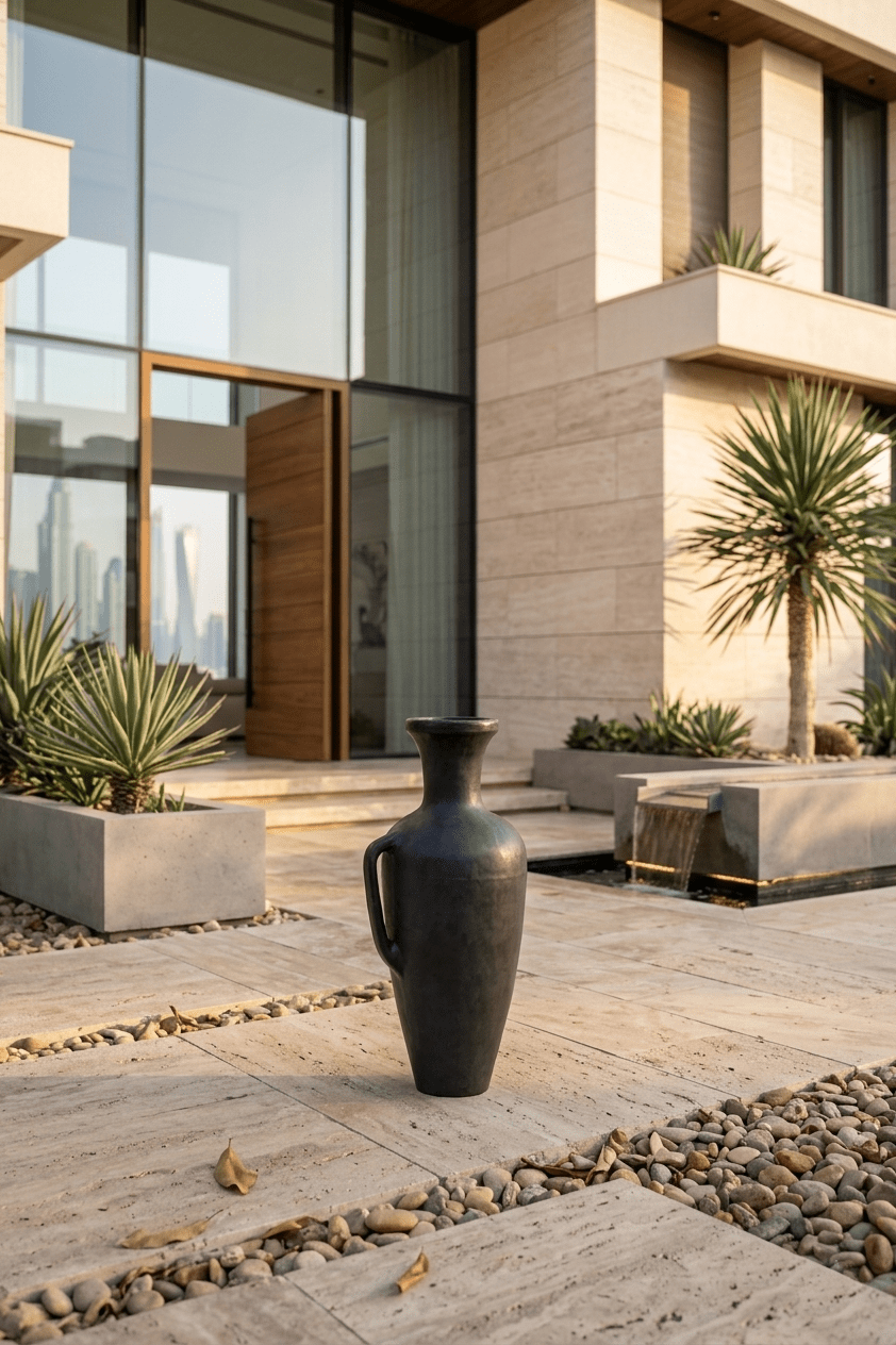 Ceramic Piemonte Vase | Graphite Black, 63 cm - Acacia Garden Center