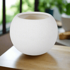 Ceramic Pot Sand Glaze | White with dots (YAH007) - Acacia Garden Center