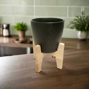 Ceramic Pot with Stand ST001B, (16 x 16 x 15 CM), Stand (18.5 x 18.5CM) - Acacia Garden Center