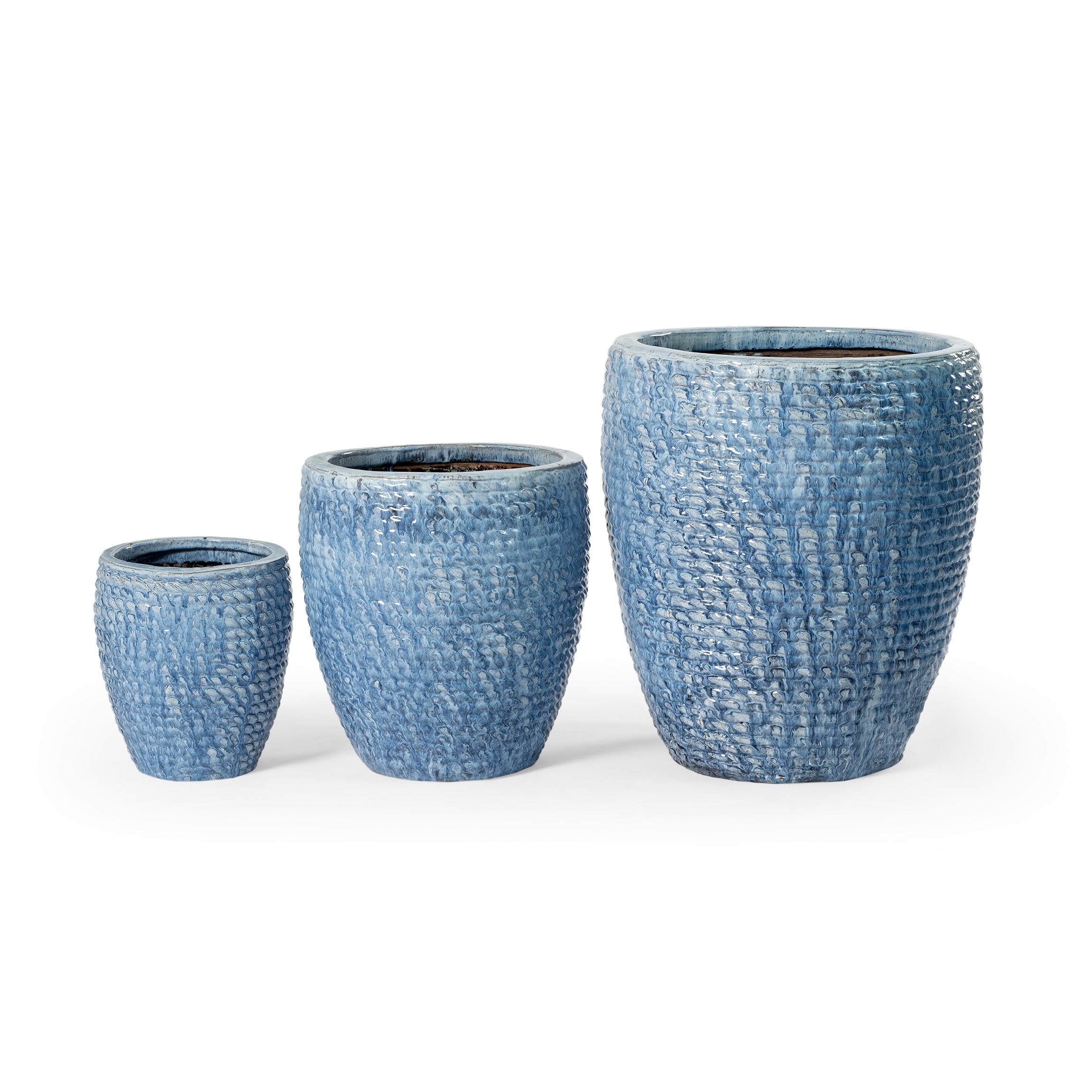 Ceramic Rope Planter | Blue - Acacia Garden Center