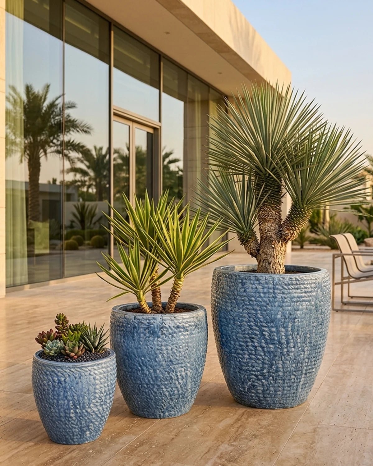 Ceramic Rope Planter | Blue - Acacia Garden Center
