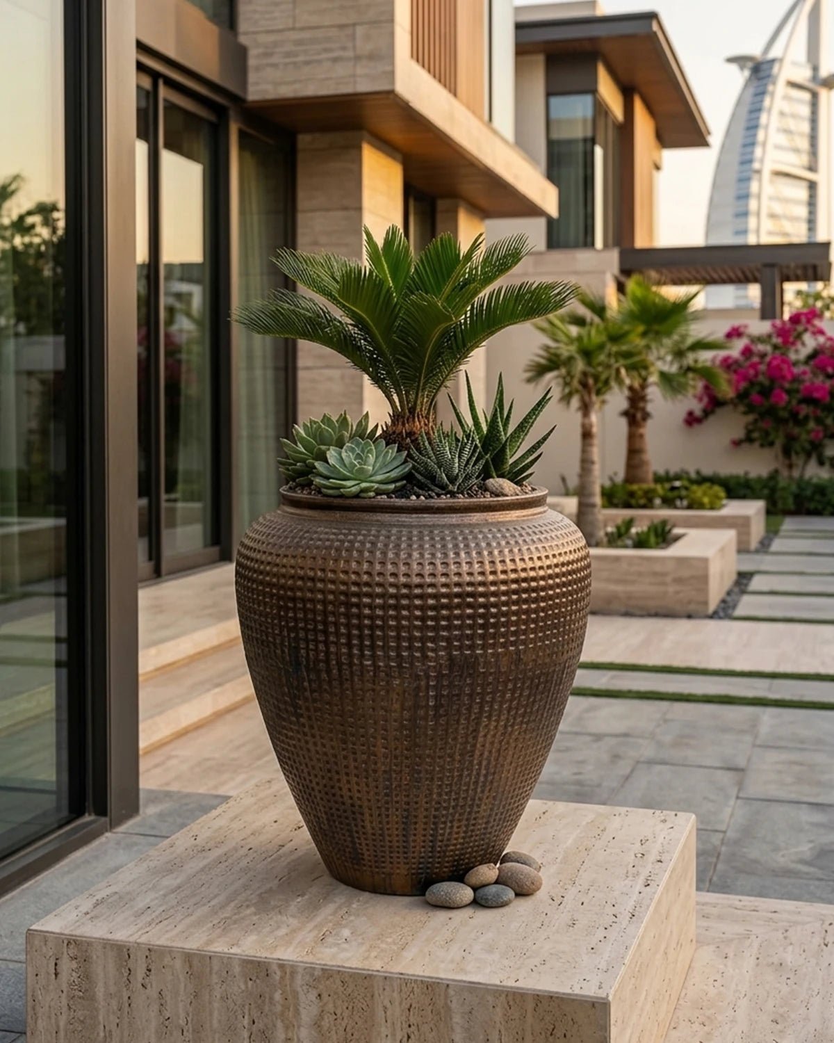 Dimple Jar Atlantis Ceramic | Statement Jar, 70 cm - Acacia Garden Center
