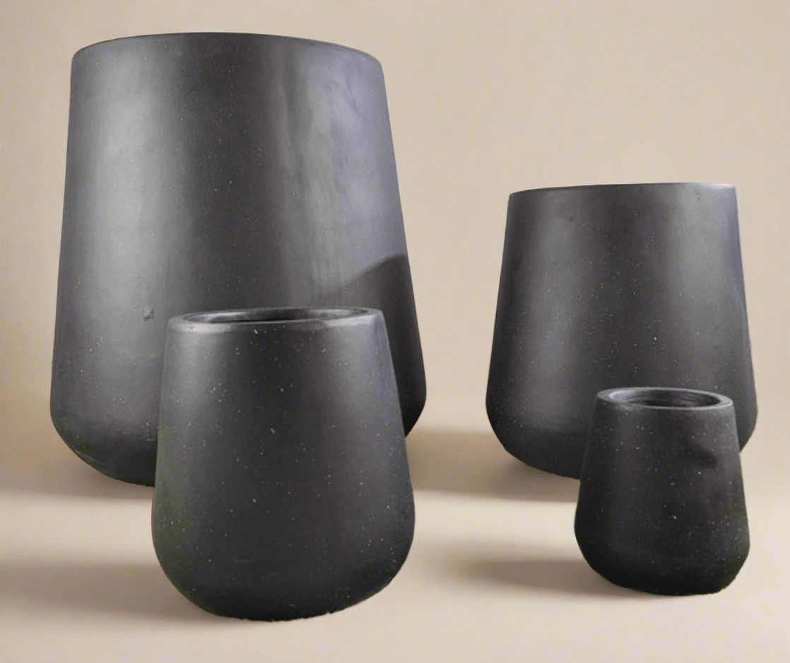 Fiber Clay Pot 30 x 30 CM QIE - Dark Grey - Acacia Garden Center