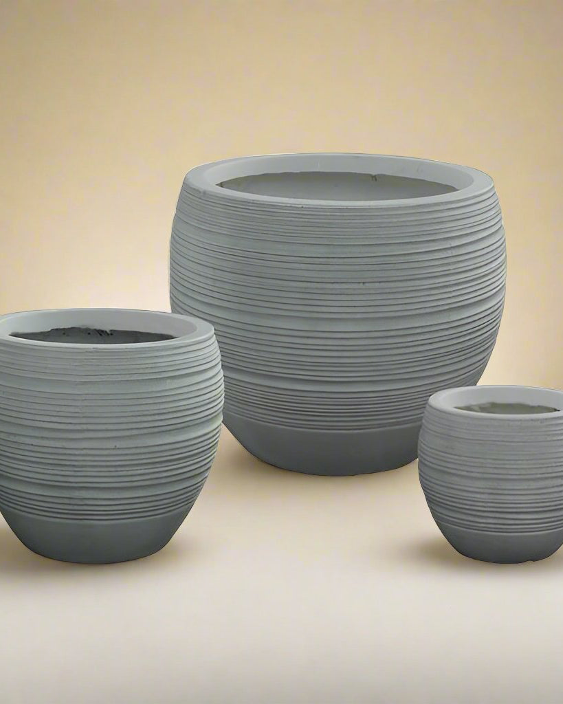 Fiber Clay Round Pot | Beige or Grey, Dia. 26–49 cm - Acacia Garden Center