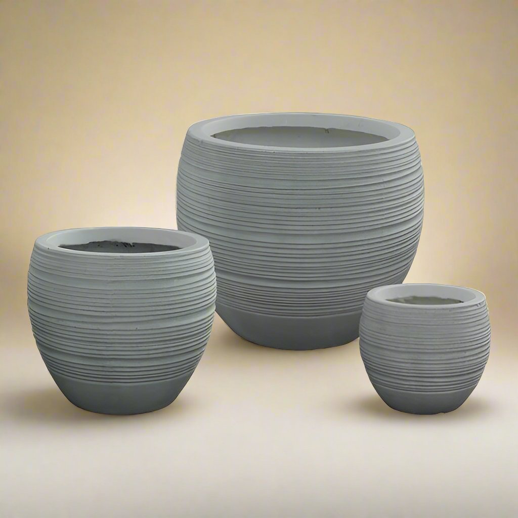 Fiber Clay Round Pot | Beige or Grey, Dia. 26–49 cm - Acacia Garden Center