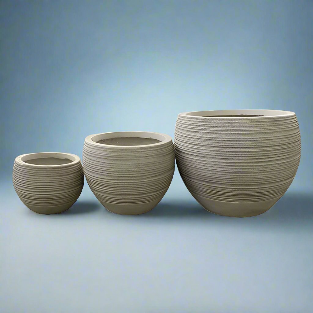 Fiber Clay Round Pot | Beige or Grey, Dia. 26–49 cm - Acacia Garden Center