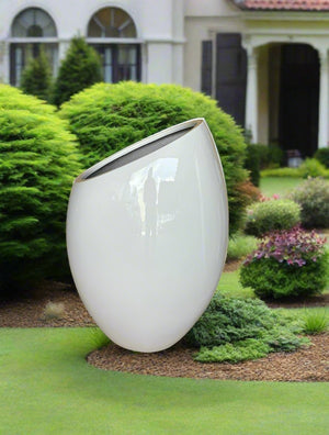 Fiberglass Planter, HP 1061, Shiny White - Acacia Garden Center