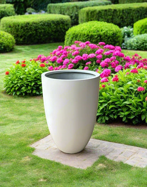 Fiberglass Planter, HP 1161, Matt White - Acacia Garden Center