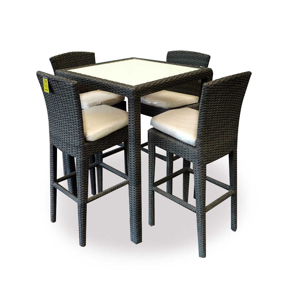 Aluminium & Resin Wicker Barstool Size: H112Xw45Xd55Cm