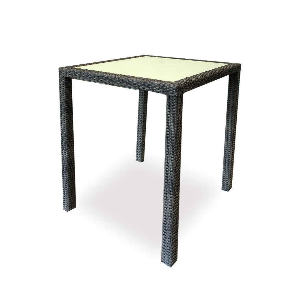 Aluminium & Resin Wicker Glass Table Size: W80Xh106Cm