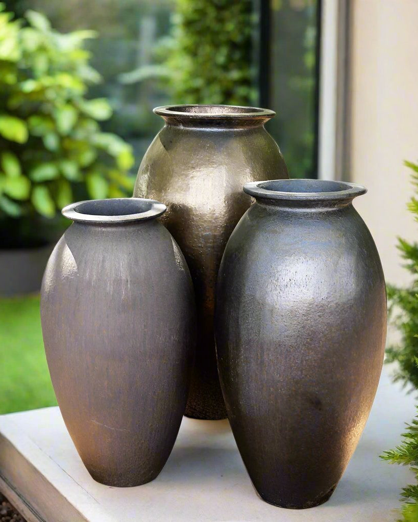 Glazed Roaman Jar 4204 Heavy Metal - Acacia Garden Center