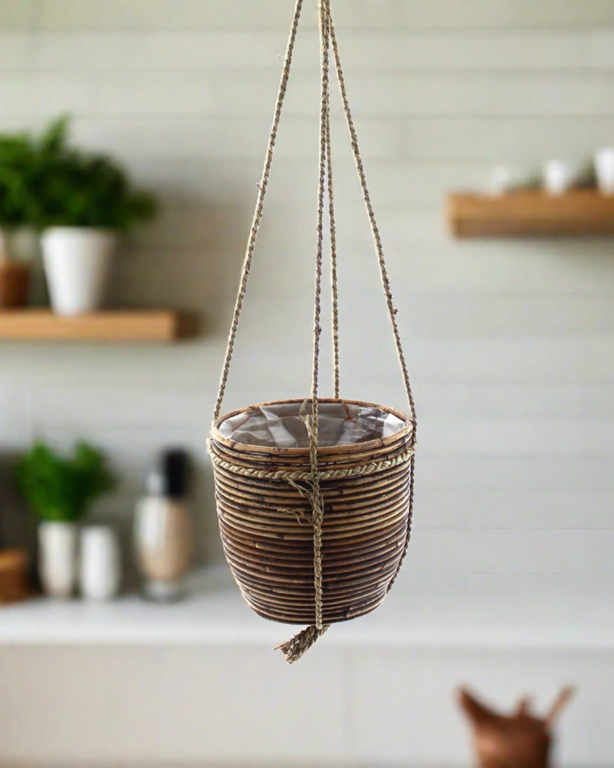 Hanging Pot Stripe (304568) | Bronze, D15 × 14 cm - Acacia Garden Center