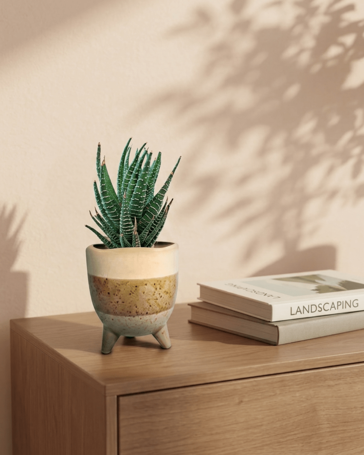 Haworthia In Ceramic Brown Leggy Pot Dia. 20–30 cm - Acacia Garden Center