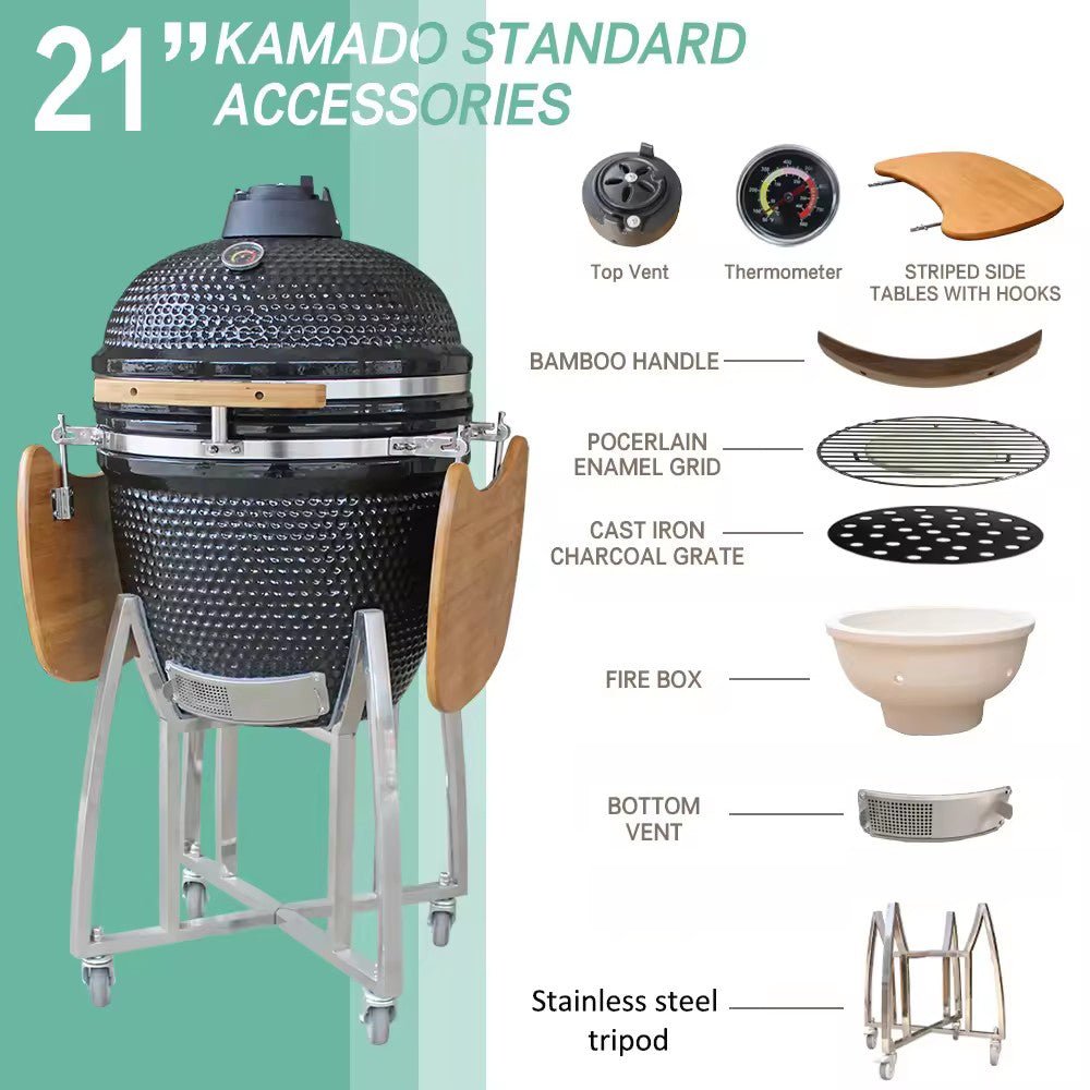 Kimpu Kamado Grill 21″ Deluxe (KS - KP21R) | Ceramic, 3 Colours - Acacia Garden Center