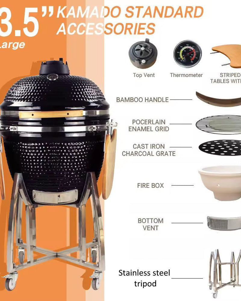 Kimpu Kamado Grill 23″ Deluxe (KS - KP23R) | Ceramic, 3 Colours - Acacia Garden Center