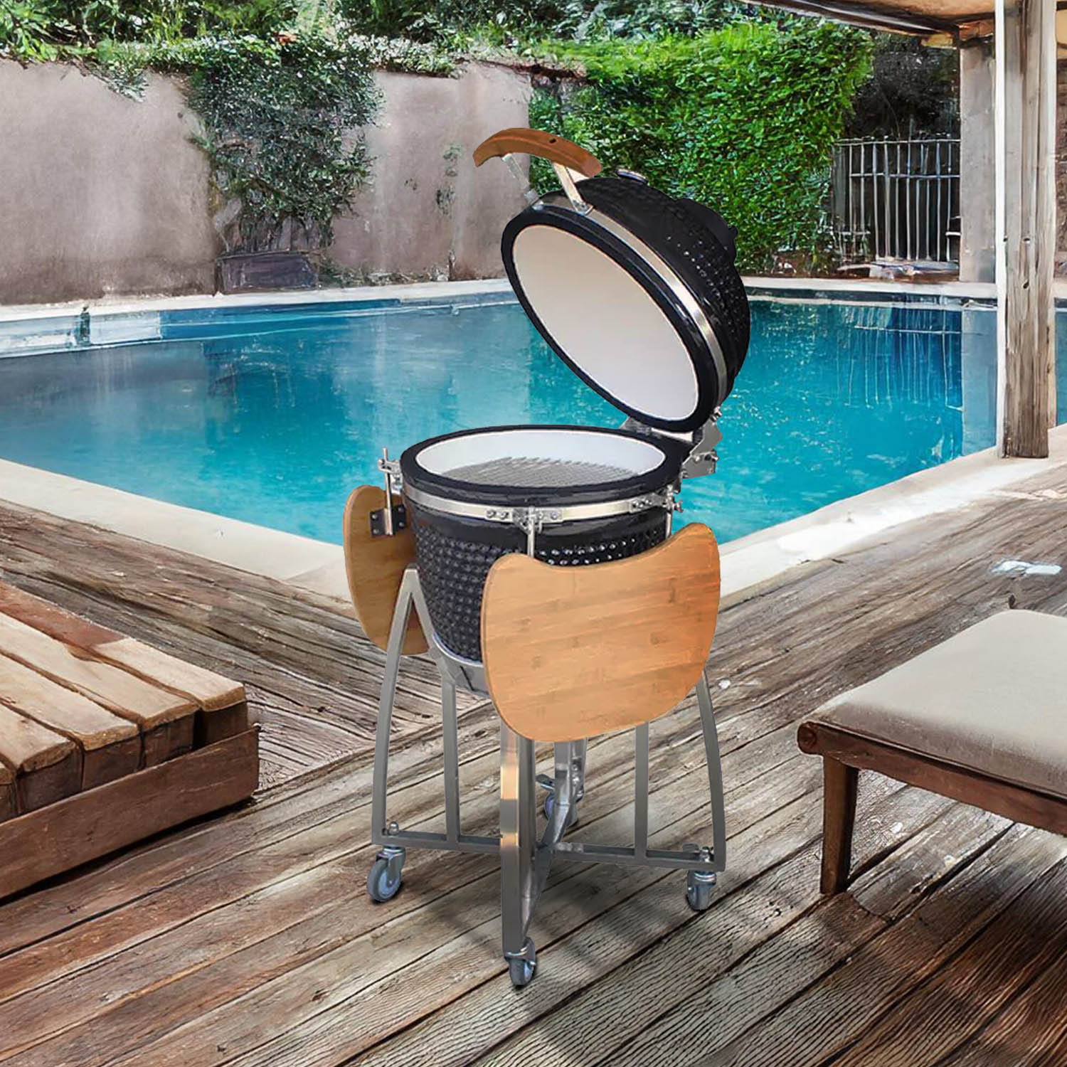 Kimpu Series / Kamado Grill 18" Deluxe / Ks - Kp18R - 04 - 03 - Acacia Garden Center