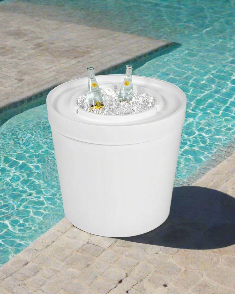 Ledge Lounger Signature Ice Bin Side Table LL - SG - IB - W, White - Acacia Garden Center