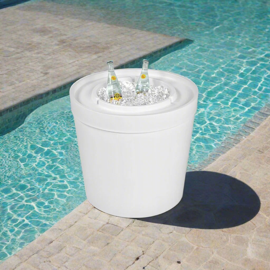 Ledge Lounger Signature Ice Bin Side Table LL - SG - IB - W, White - Acacia Garden Center