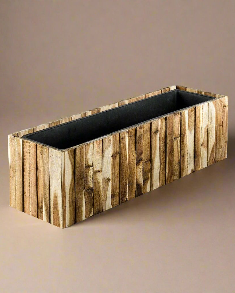 Wooden Marrone Verticale Small Box (Luca Lifestyle) | Narrow Rectangular Planter, 81 cm - Acacia Garden Center