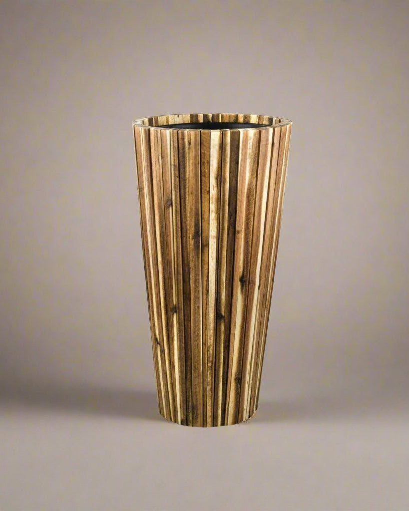 Wooden Marrone Verticale Vase (Luca Lifestyle) | Warm Wooden Finish, 70–90 cm - Acacia Garden Center