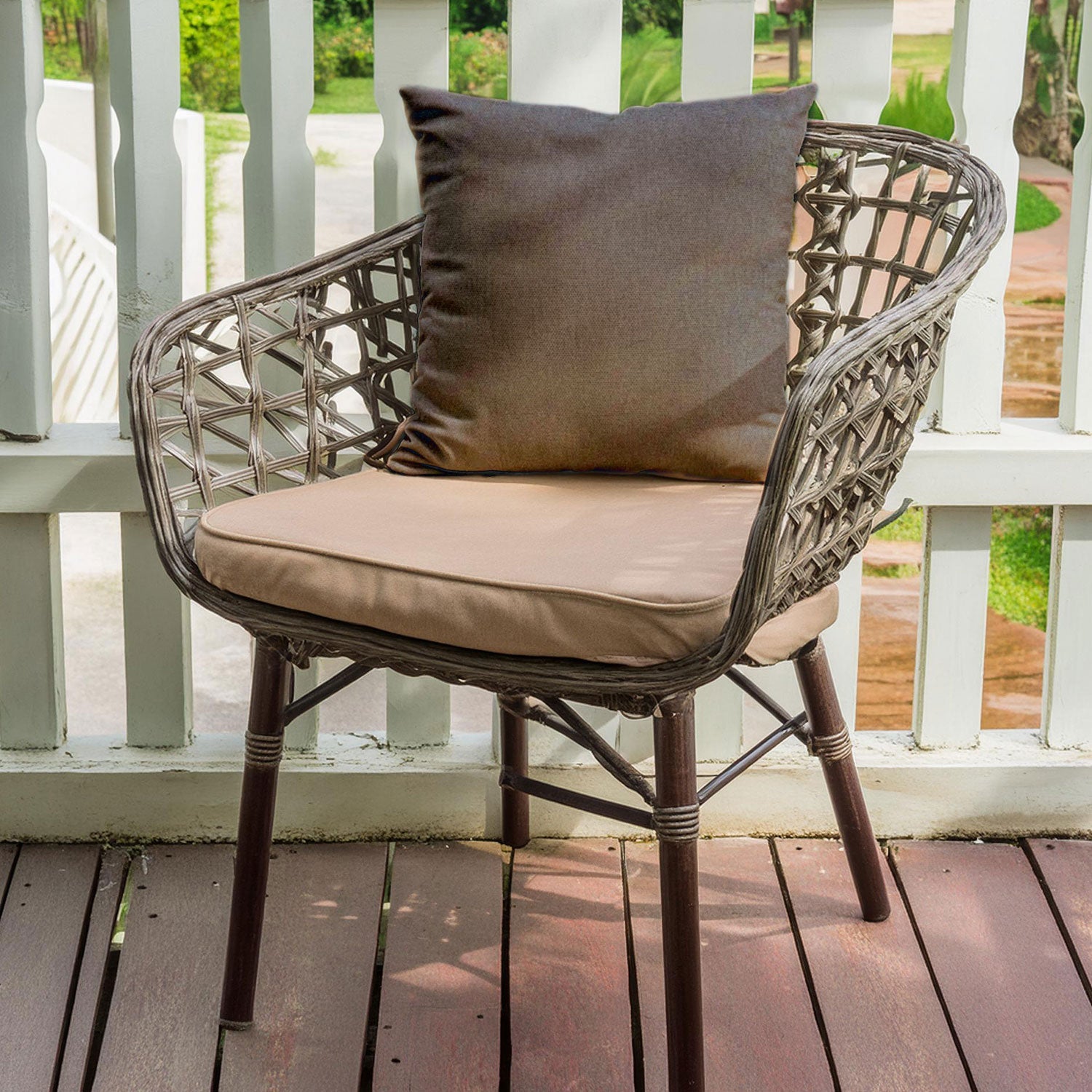 Madison Decorative pillow Canvas Eco+ Taupe nature outdoor 100