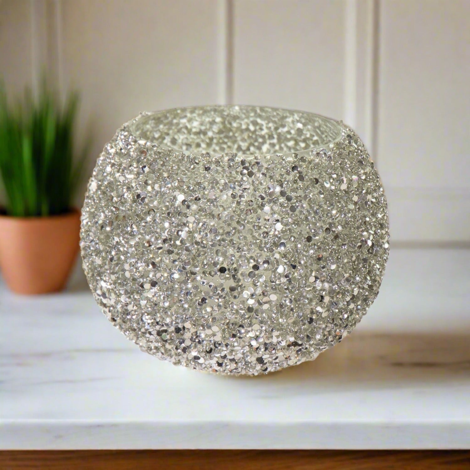 Mega Collections Strass Bowl Silver D16X12H - Acacia Garden Center