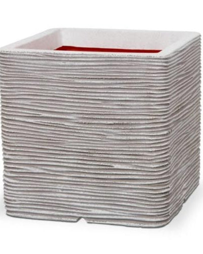Nature Planter Square Rib | Ivory, 2 Sizes - Acacia Garden Center